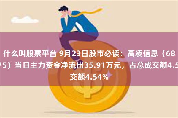 什么叫股票平台 9月23日股市必读：高凌信息（688175）当日主力资金净流出35.91万元，占总成交额4.54%