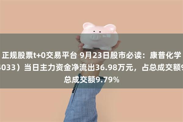 正规股票t+0交易平台 9月23日股市必读：康普化学（834033）当日主力资金净流出36.98万元，占总成交额9.79%