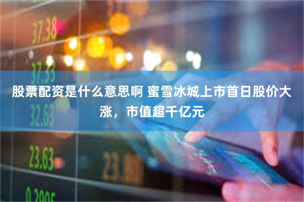 股票配资是什么意思啊 蜜雪冰城上市首日股价大涨，市值超千亿元